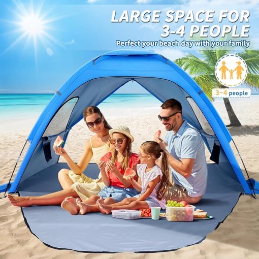 Large Folding Beach Tent Portable Family Sun Shelter for Camping - Image 2