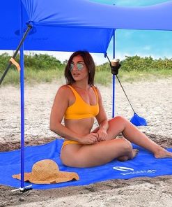 Red Suricata Beach Tent Bundle with Sand Free Mat and Beverage Holders