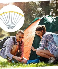 10pcs Heavy Duty Camping Tent Peg Set Large Head Steel Stakes 2