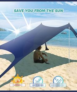 UPF50+ Beach Tent with 6 Sandbags Portable Sun Shelter for Outdoor Use 2