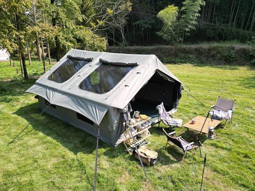 Easy Setup Inflatable Camping Tent 9.8 x 13ft Waterproof Army Green