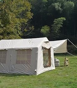 Inflatable Camping Tent 9.8 x 13ft with Canopy Easy Setup Beige 2