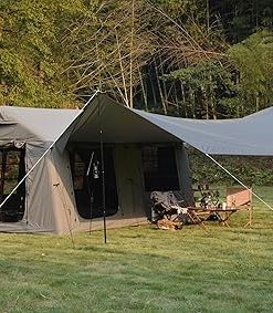 Inflatable Camping Tent Quick Setup Waterproof Fits 7-8 People Army Green