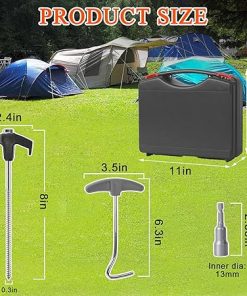 Heavy Duty 8 Inch Tent Stakes with Hex Head Driver and Pull Hook 2