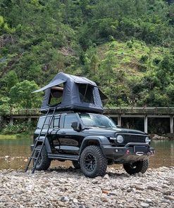 Elevated Inflatable Roof Tent for 2-3 People Quick Setup Black
