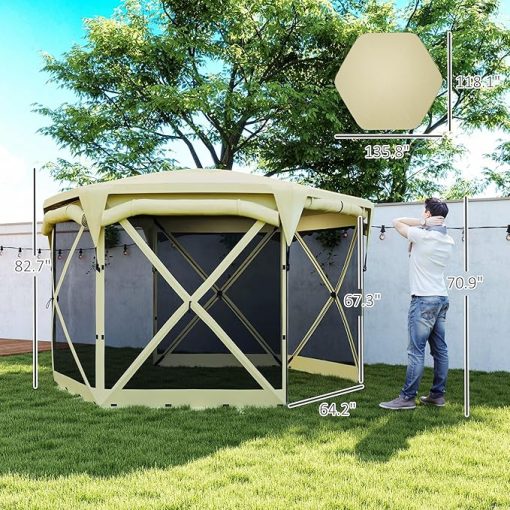 Minzan Pop Up Screen Room with Roof and Mesh Sidewalls for Events - Image 2