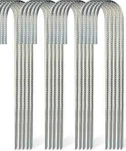 Heavy Duty 12 Inch J Shaped Rebar Stakes 100 Pack for Ground Anchors