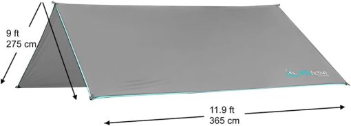 FE Active Rain Fly Canopy Tent - X Large Tarp 12' x 9' with 380T Ripstop 5000mm Waterproof Coating for Rain & Wind Protection Tarp Cover for Camping Hammock & Tent Areas | Designed in California, USA - Image 2