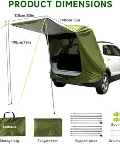 KOMCLUB Waterproof SUV Tailgate Tent with Awning for Camping 2
