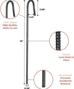 18 Inch Heavy Duty J Hook Rebar Ground Stakes Pack of 20 2
