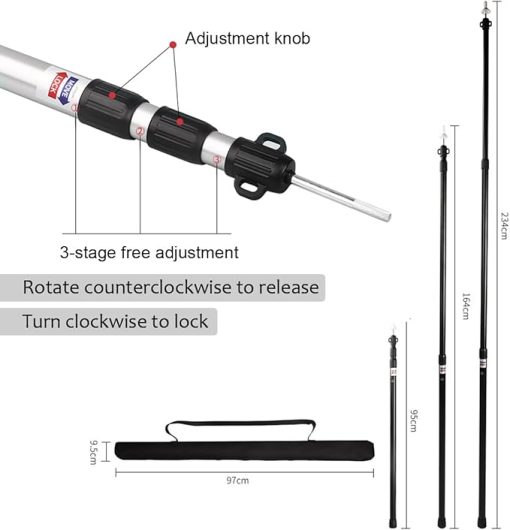 Adjustable 2pcs Camping Tent Poles 95-234cm Thicken Aluminum Alloy - Image 2
