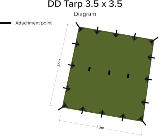DD Hammocks Tarp Olive Green 3.5 x 3.5 Waterproof Camping Shelter - Image 2