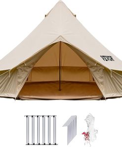 Happybuy 100% Cotton Canvas Bell Tent with Stove Jack for Camping