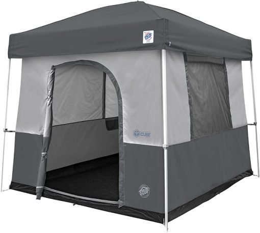 E-Z UP Camping Cube Sport, Converts 10' Angled Leg Canopy into Camping Tent, Grey (Canopy/SHELTER/Poles NOT Included) - Image 2