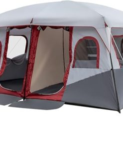 10 Person Waterproof Family Camping Tent with Easy Setup and Two Doors