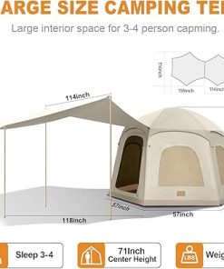 Inflatable Camping Tents for 3-4 People with Hand Pump Included 2