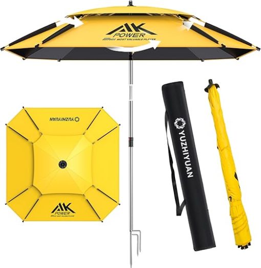 Outdoor Beach Umbrella with 360-Degree Swivel for Sun Protection