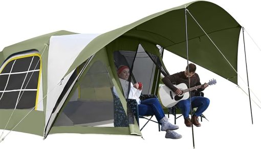 H&ZTSUV Camping Tent, 2in1 6-Person Huge Tailgate Tent with Porch, 10' x 10' Tent Attachment to SUV Car with 6' x 7' Screen Room Vestibule Awning Porch