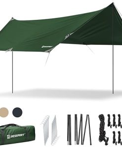 Bessport 169.8FT Camping Tarp with 2 Poles Lightweight Portable Awning