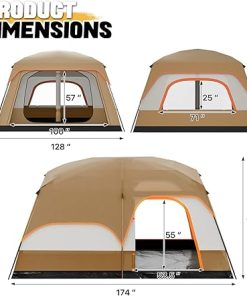 MoNiBloom 5-8 Person Extra Large Portable Cabin, 181” Length, 1 Living Room and 2 Bedrooms, Waterproof Windproof Tent with Carry Bag for Outdoor Picnic Family Gathering 2