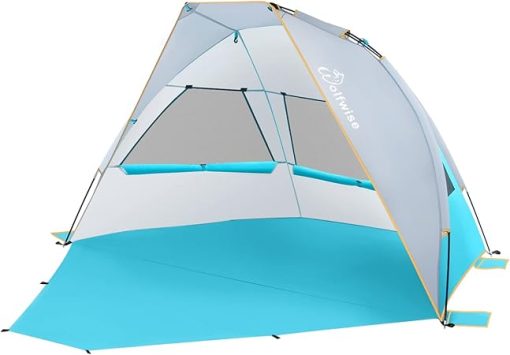 WolfWise Portable Beach Tent for 2-3 People with UPF 50+ Sun Shade