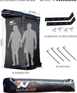 Portable Shower Tent for Camping SUV Awning with Roof and Floor Mat 2