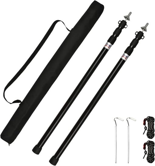 Adjustable 2pcs Camping Tent Poles 95-234cm Thicken Aluminum Alloy