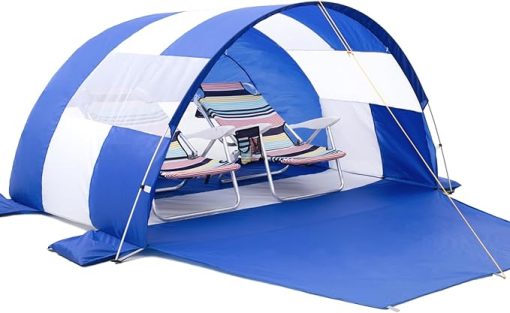 Large Portable Beach Tent for 2-4 People Easy Setup UV Protection