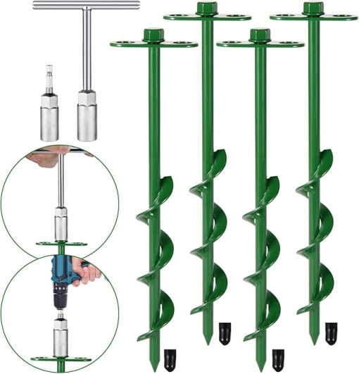 Heavy Duty 360° Adjustable Tent Stakes with Protective Cover 4 Pack