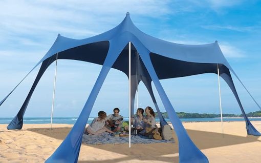 Beach Tent UPF50+ Sun Shelter with 8 Sandbags for Outdoor Use