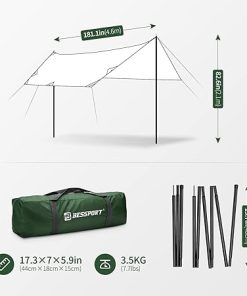 Bessport 169.8FT Camping Tarp with 2 Poles Lightweight Portable Awning 2