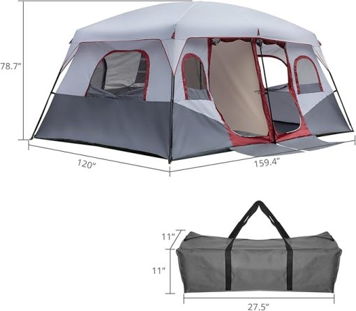 10 Person Waterproof Family Camping Tent with Easy Setup and Two Doors - Image 2