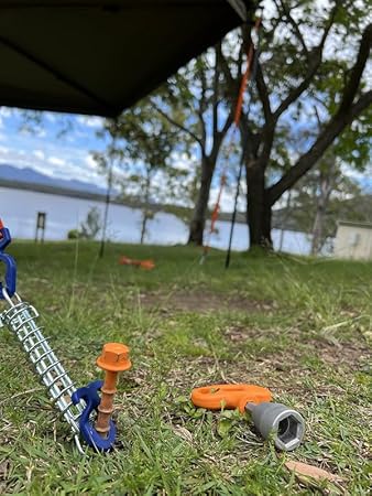 12 Pack 20cm Screw Pegs for Tent Fastening in All Soil Types 2 12 Pack 20cm Screw Pegs for Tent Fastening in All Soil Types - Image 2