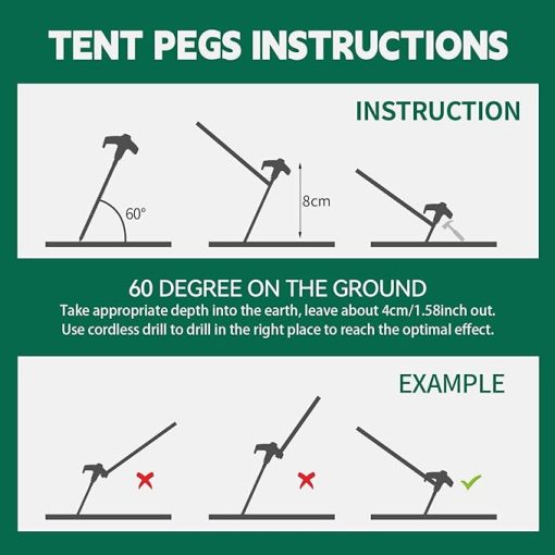 Heavy Duty 20 Pack 8 Inch Screw in Tent Stakes with Hex Heads - Image 2