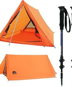 Lightweight 2-Person Trekking Pole Tent with Collapsible Hiking Sticks