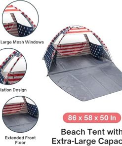 American Flag Beach Tent UV Protection for 3-4 People Easy Setup 2