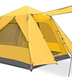 KAZOO Waterproof 3 Person Camping Tent with Easy Setup and Sun Shade