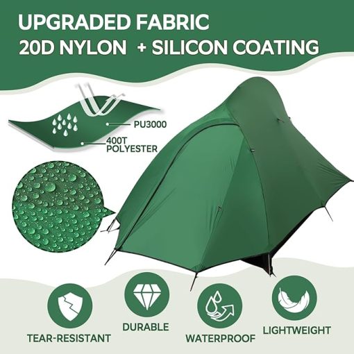 Lightweight Waterproof 1-2 Person Backpacking Tent for 3 Seasons - Image 2