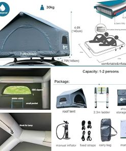 2 Person Inflatable Rooftop Tent with Pump for SUVs and Trucks 2