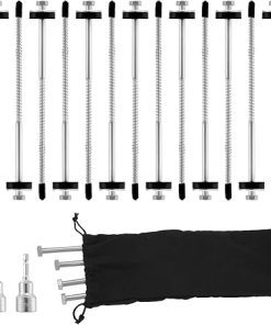 Heavy Duty 12 Inch Hex Drillable Tent Stakes with Tool & Bag