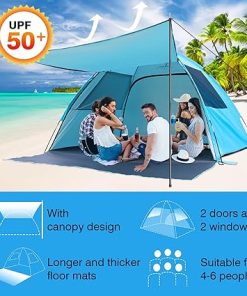 DLUCKY Beach Tent for 6 People, UPF 50 Portable Sun Shade Shelter 2
