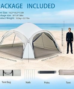 Portable Beach Canopy Tent 14×14 ft UPF 50+ for 8-10 Person Use 2