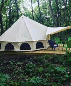 WHITEDUCK Awning for Canvas Bell Tent Complete Canopy with Poles for All Season Camping and Glamping (Natural White, 13’/16’5″/20’/23′)