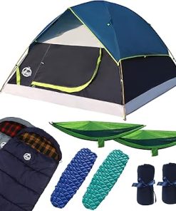 Camping Tent Kit with Dome Tent Sleeping Bags Air Mattresses Hammocks