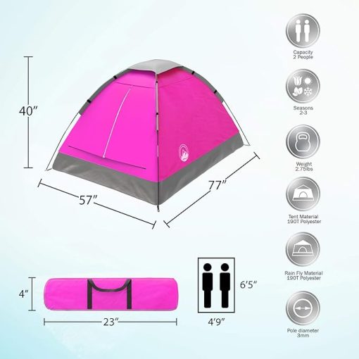 Lightweight 2 Person Camping Tent with Rain Fly for Outdoor Use - Image 2