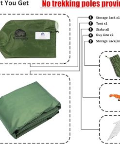 Lightweight 2-Person Trekking Pole Tent with Collapsible Hiking Sticks 2