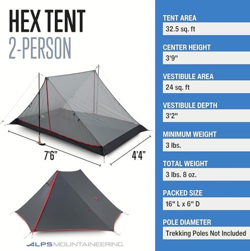 ALPS Mountaineering Hex Two Person Tent Charcoal Red - Image 2
