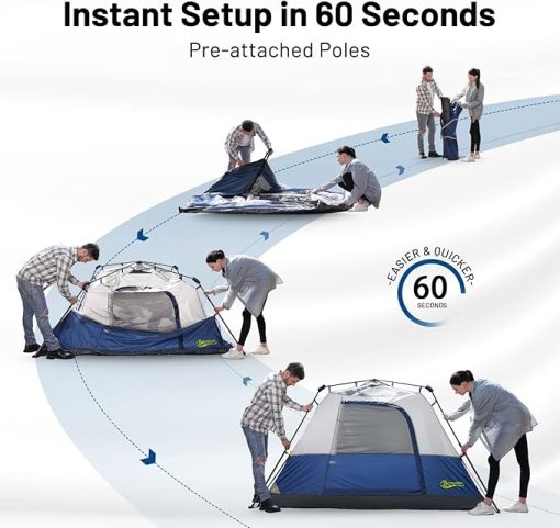 6 Person Instant Cabin Tent - Waterproof Windproof Family Camping - Image 2