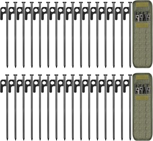 32 Pack 8in Heavy Duty Tent Stakes with Storage Bag for Camping