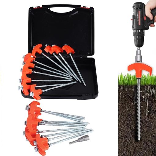 Heavy Duty 20 Pack 8 Inch Screw in Tent Stakes with Hex Heads